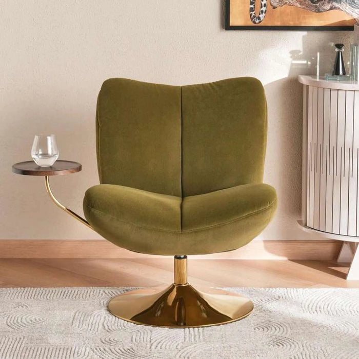 Carino Swivel Accent Chair With Table - Green