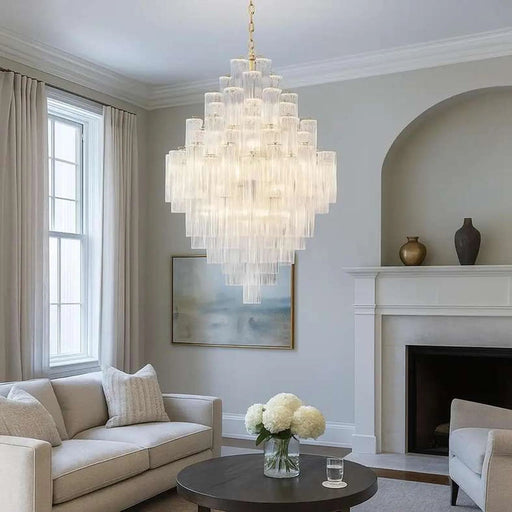 Carlton Handcrafted Glass 20-Light E14 Luxury Chandelier 80X80X126Cm - Gold Pan Home