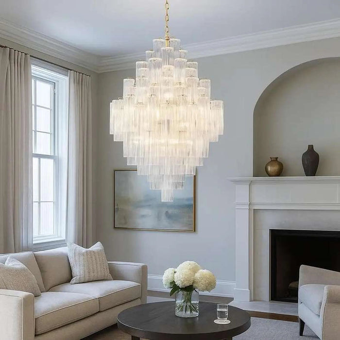 Carlton Handcrafted Glass 20-Light E14 Luxury Chandelier 80X80X126Cm - Gold Pan Home