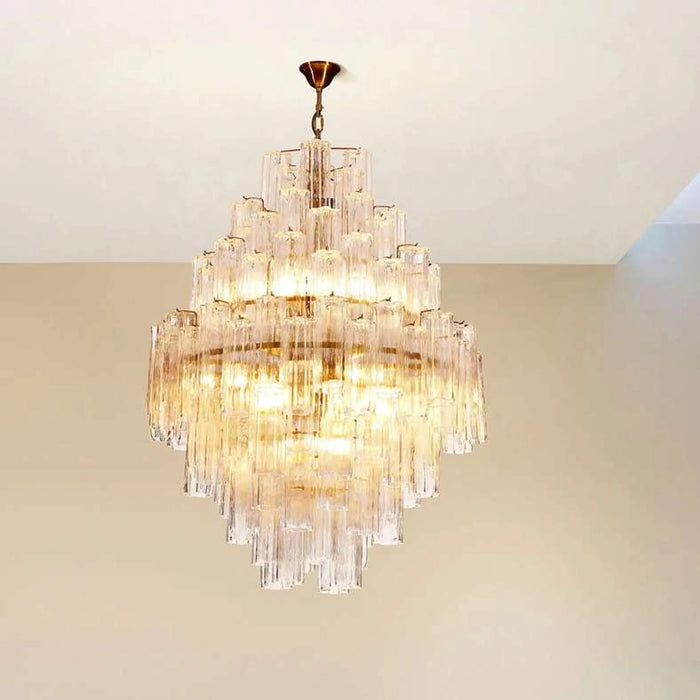 Carlton Handcrafted Glass 20-Light E14 Luxury Chandelier 80X80X126Cm - Gold Pan Home