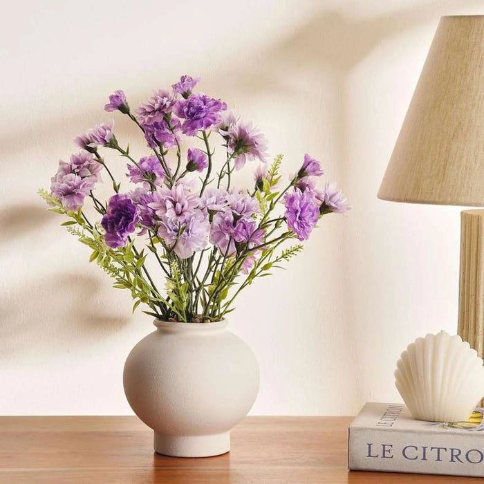 Carnation Artificial Floral Arrangment In Ceramic Pot 26.5X26.5X44.5Cm - Purple Pan Home