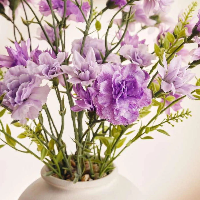 Carnation Artificial Floral Arrangment In Ceramic Pot 26.5X26.5X44.5Cm - Purple Pan Home