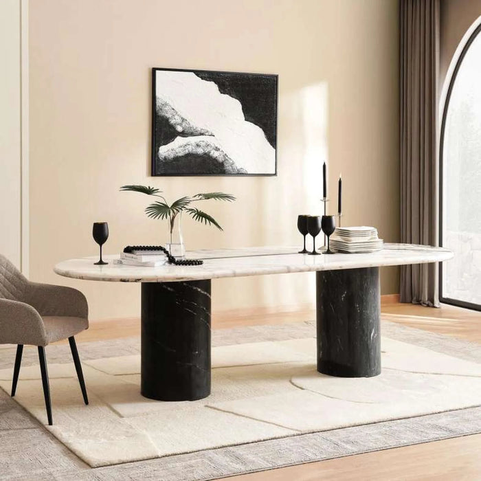 Caroline 8 Seater Dining Table Marble - White Black