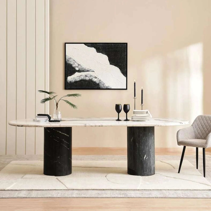 Caroline 8 Seater Dining Table Marble - White Black