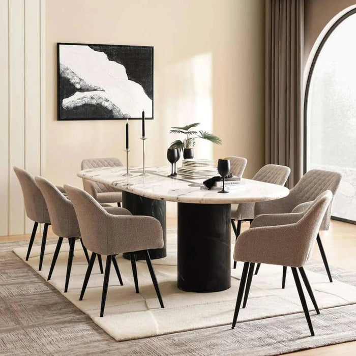 Caroline 8 Seater Dining Table Marble - White Black