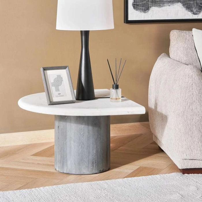 Caroline End Table Marble - White Black