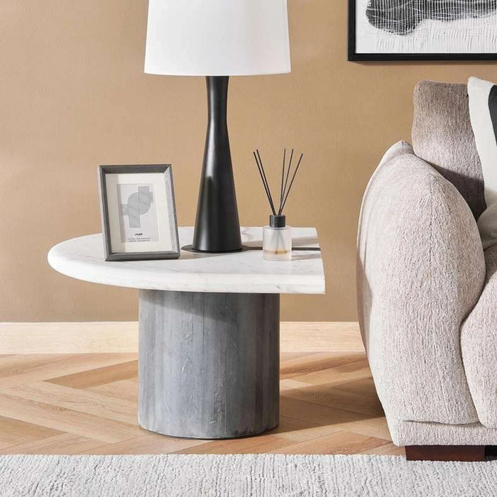 Caroline End Table Marble - White Black