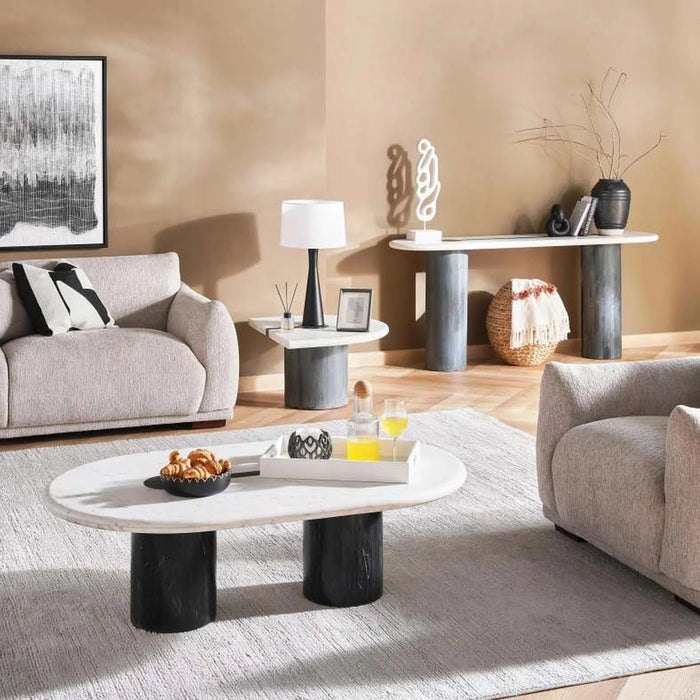 Caroline End Table Marble - White Black