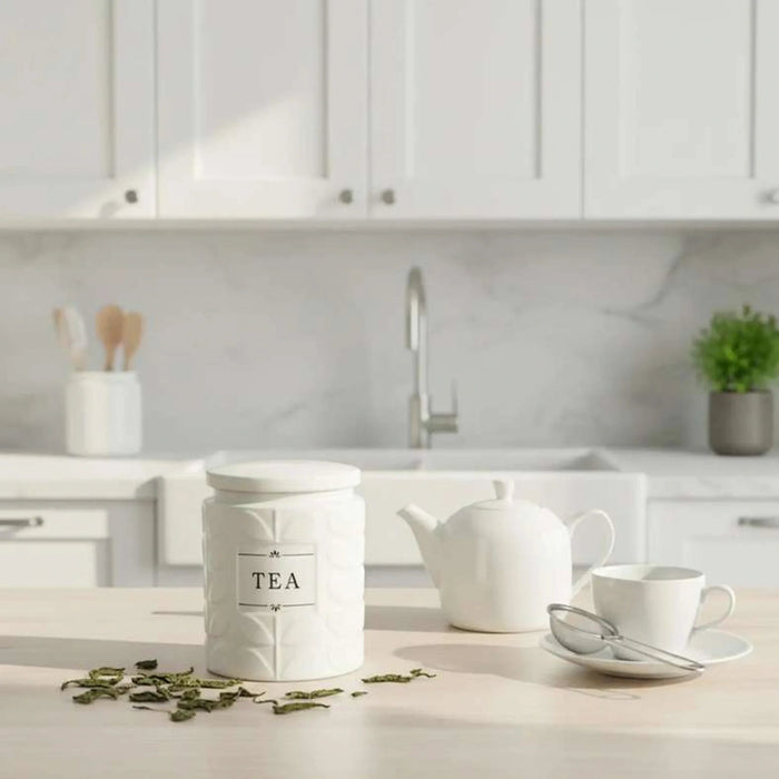 Carrisa Tea Canister 1050Ml -White Pan Home