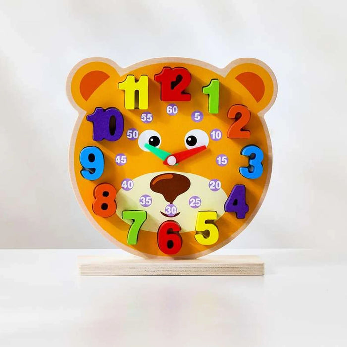 Cartoon Educational Wooden Clock 18X15Cm- Multi Pan Home
