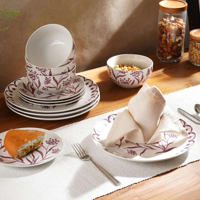 Casa Lilac 12-Piece Porcelain Dinner Set -Lilac