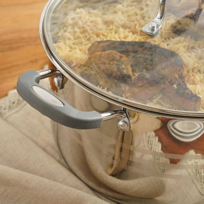 Casa Stainless Steel Cooking Pot With Lid Dia20Cm -Chrome