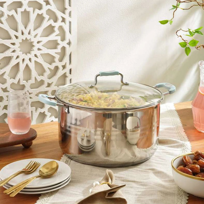 Casa Stainless Steel Cooking Pot With Lid Dia24Cm -Chrome