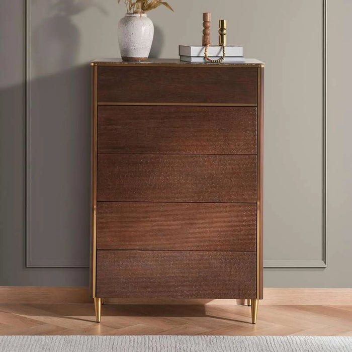 Casavelle 5 Drawer Chest Of Drawer - Walnut