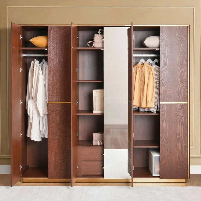 Casavelle 6 Door Wardrobe With Mirror - Walnut