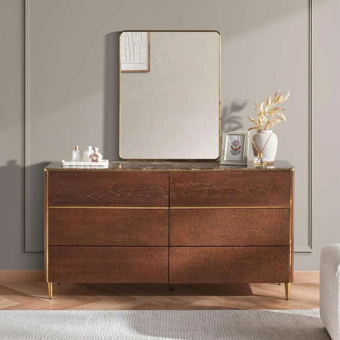 Casavelle 6 Drawer Dresser With Mirror - Walnut