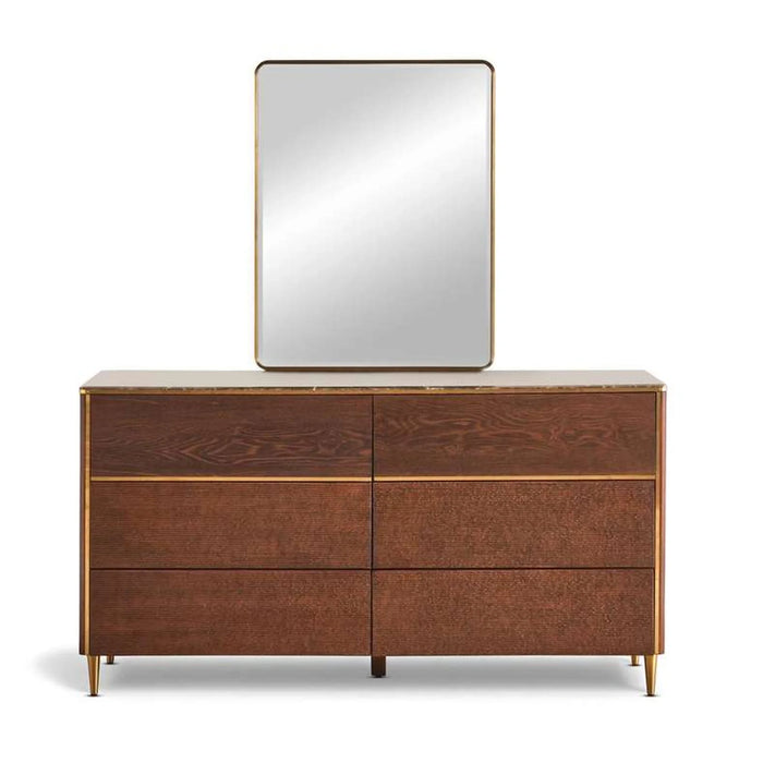 Casavelle 6 Drawer Dresser With Mirror - Walnut