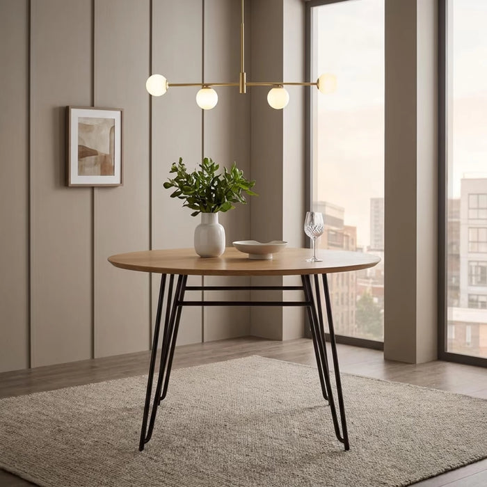 caskey 4 seater dining table round - natural black
