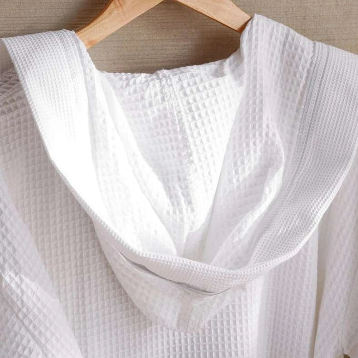 Caspian Max Hooded Waffle Bathrobe S/M-White Pan Home