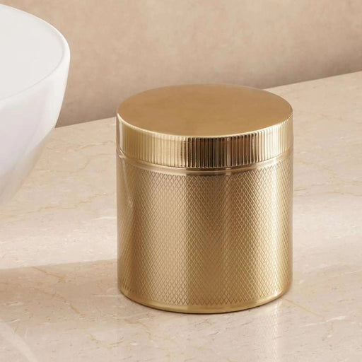 Caspian Metal Cotton Jar 11 X 11 X 11.5Cm Gold Pan Home