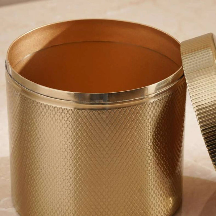 Caspian Metal Cotton Jar 11 X 11 X 11.5Cm Gold Pan Home