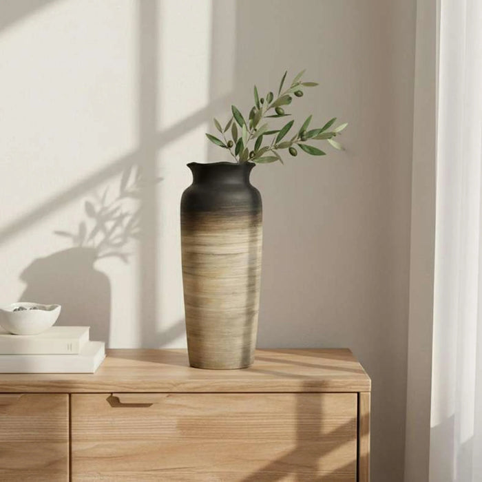 Caspian Terracotta Vase 15X15X36.5Cm -Black & Brown