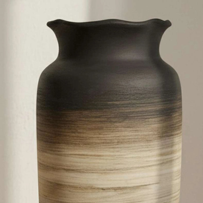 Caspian Terracotta Vase 15X15X36.5Cm -Black & Brown