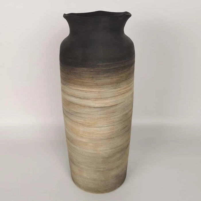 Caspian Terracotta Vase 15X15X36.5Cm -Black & Brown