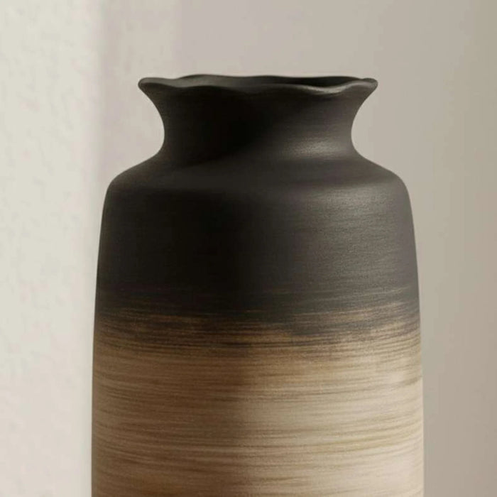 Caspian Terracotta Vase 17X17X56Cm -Black & Brown