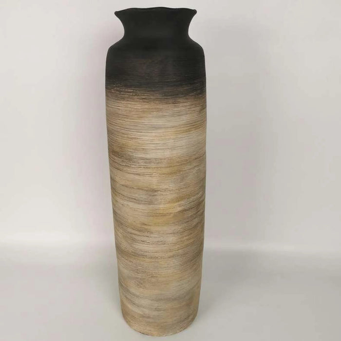 Caspian Terracotta Vase 17X17X56Cm -Black & Brown