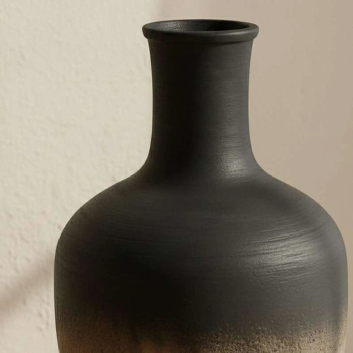 Caspian Terracotta Vase 18.5X18.5X35.5Cm -Black & Brown