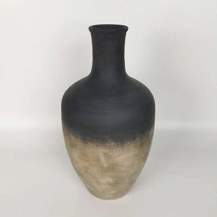 Caspian Terracotta Vase 18.5X18.5X35.5Cm -Black & Brown