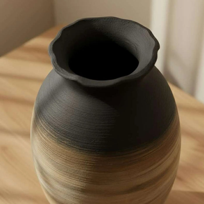 Caspian Terracotta Vase 22.5X22.5X33.5Cm -Black & Brown