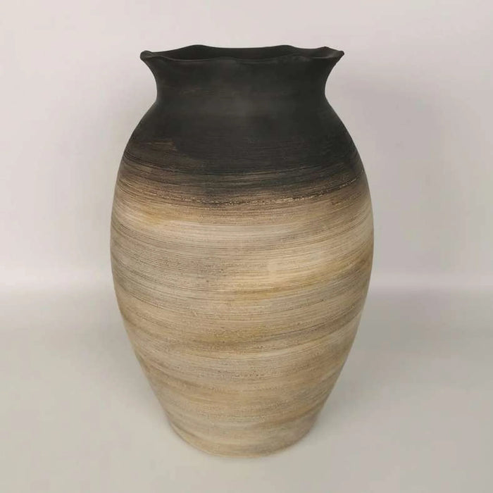 Caspian Terracotta Vase 22.5X22.5X33.5Cm -Black & Brown