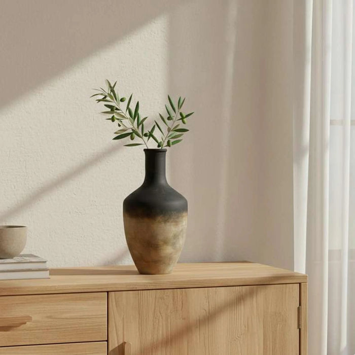 Caspian Terracotta Vase 22.5X22.5X43Cm -Black & Brown