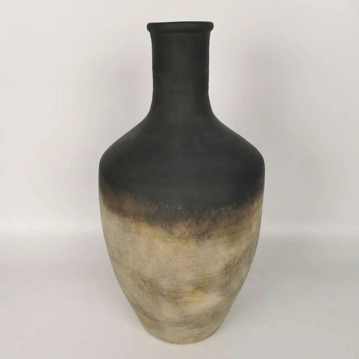 Caspian Terracotta Vase 22.5X22.5X43Cm -Black & Brown
