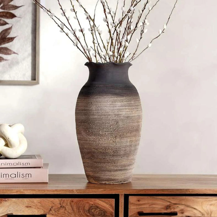 Caspian Terracotta Vase 24X24X41Cm -Black & Brown