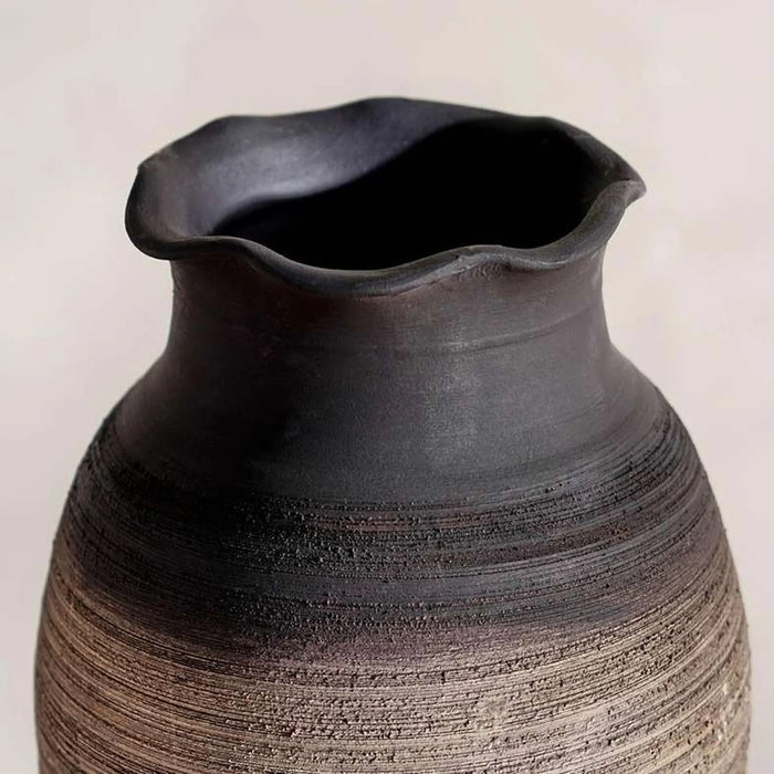 Caspian Terracotta Vase 24X24X41Cm -Black & Brown