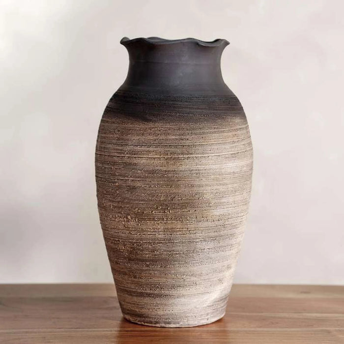 Caspian Terracotta Vase 24X24X41Cm -Black & Brown