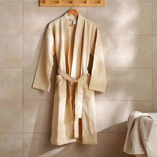 Caspian Waffle Texture Bathrobe L/Xl - Beige Pan Home