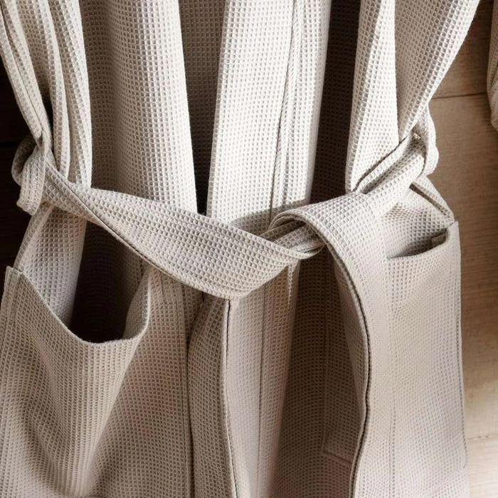Caspian Waffle Texture Bathrobe L/Xl - Grey Pan Home