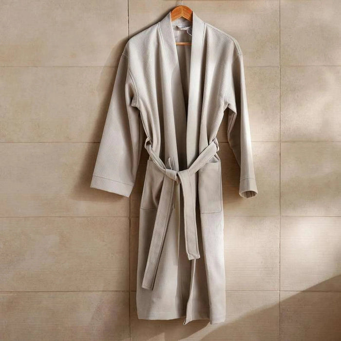 Caspian Waffle Texture Bathrobe L/Xl - Grey Pan Home