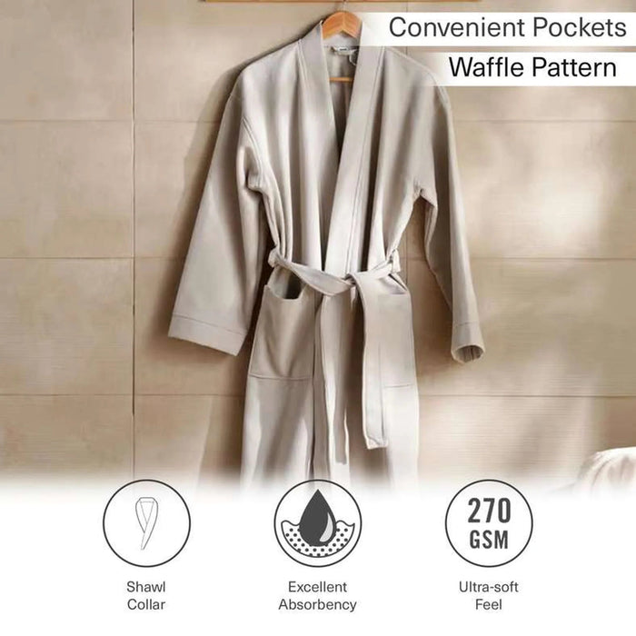 Caspian Waffle Texture Bathrobe L/Xl - Grey Pan Home