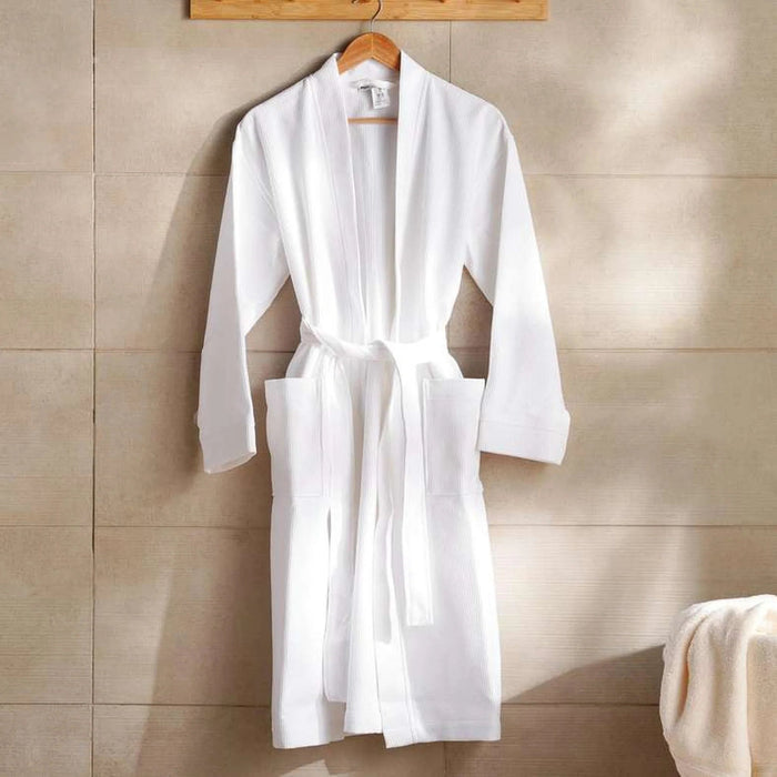 Caspian Waffle Texture Bathrobe L/Xl - White Pan Home