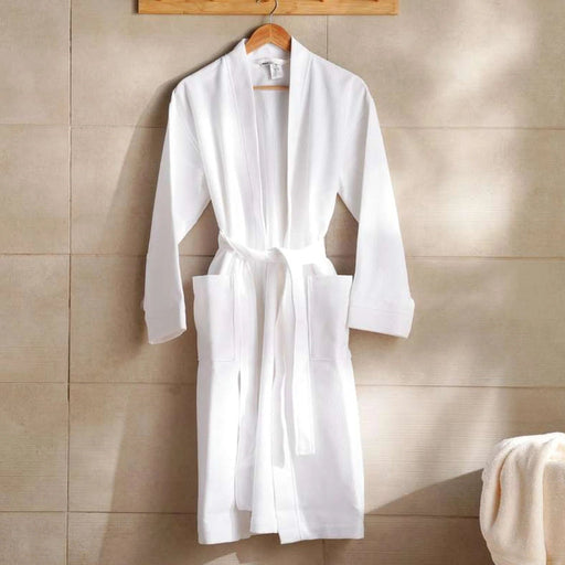 Caspian Waffle Texture Bathrobe S/M - White Pan Home
