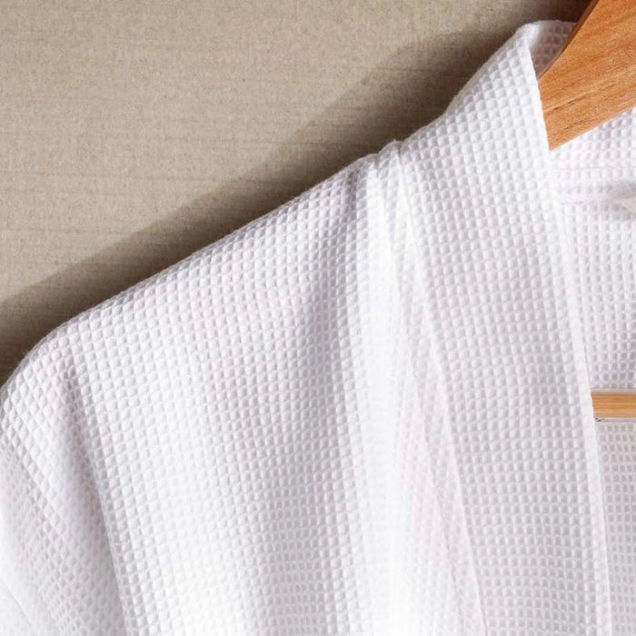 Caspian Waffle Texture Bathrobe S/M - White Pan Home