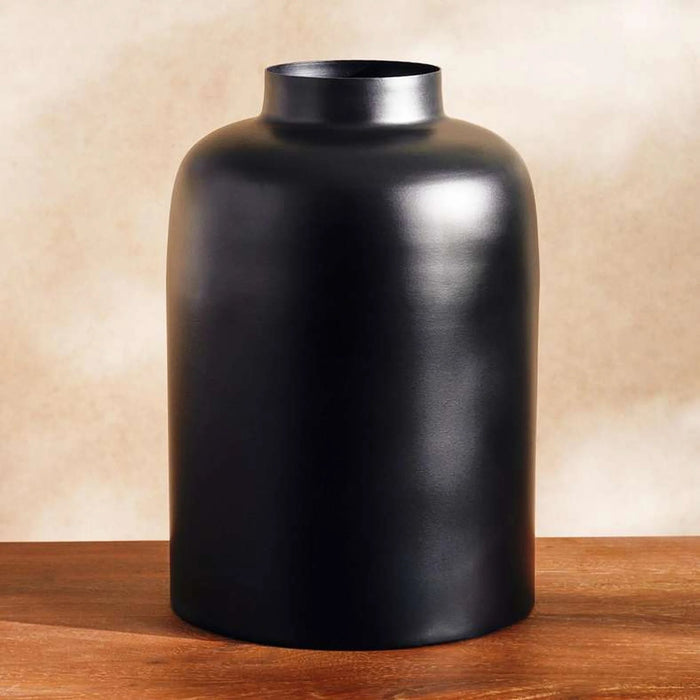 Castor Metal Cylindrical Shaped Vase 20X20X30Cm - Black