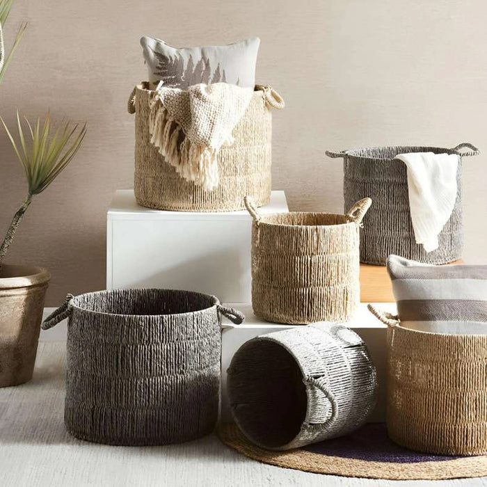 Catherine Round Basket 38X38X33Cm- Grey Pan Home