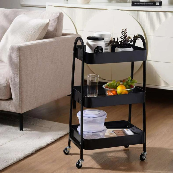 Cazo 3-Tier Kitchen Trolley 41X30.5X76Cm - Black