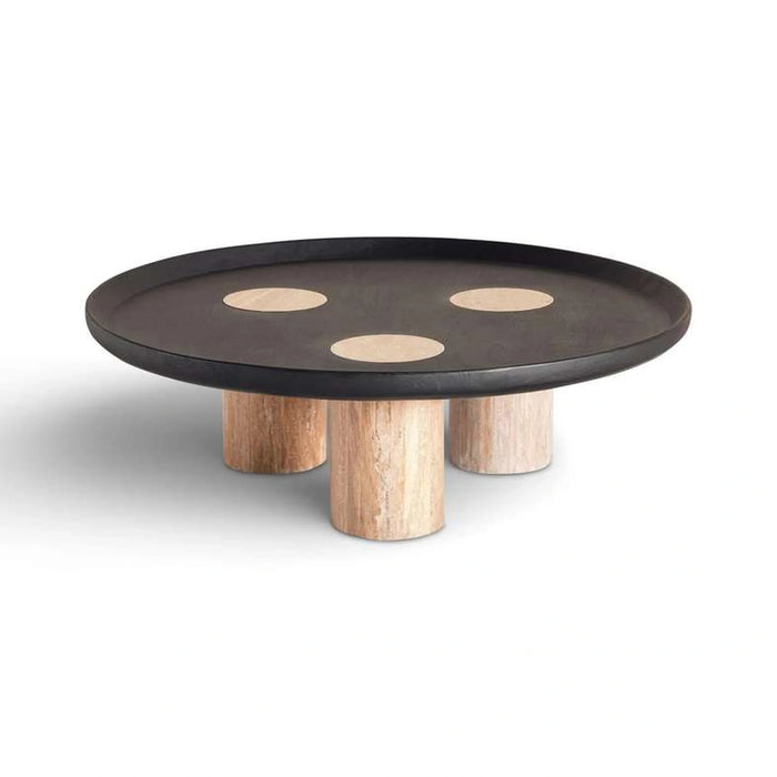 Cecilee Coffee Table Travertine - Black & Beige